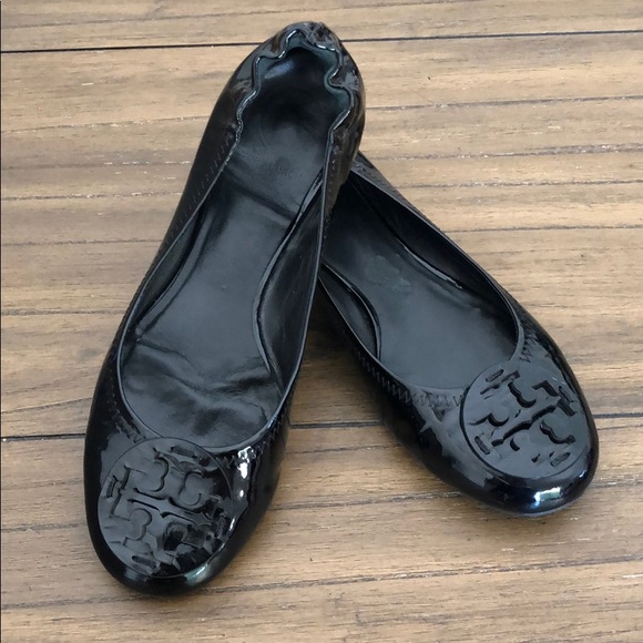 Tory Burch Shoes - Tory Burch Logo Patent Leather Flats